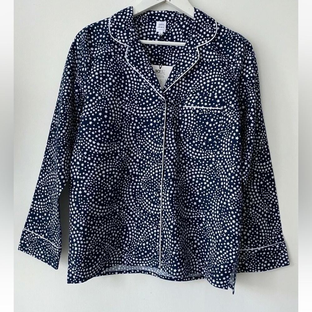 John Lewis Swirly Star Pyjama Shirt Top Size 8 - Picture 1 of 5